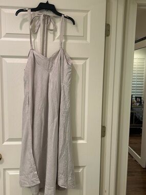 Malia Mills Striped Light Gray Button-Dress
